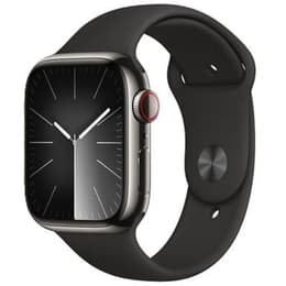 Apple Watch Series 9 (2023) GPS + Celular 41 mm - Aço inoxidável Grafite - Bracelete desportiva Preto