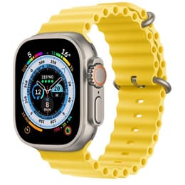 Apple Watch Ultra (2022) GPS + Celular 49 mm - Titânio Titânio natural - Bracelete Ocean Amarelo