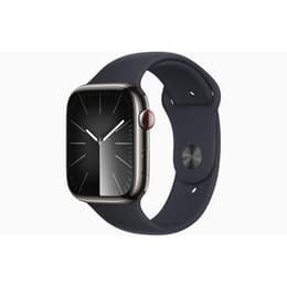 Apple Watch Series 9 (2023) GPS + Celular 45 mm - Aço inoxidável Grafite - Bracelete desportiva Preto