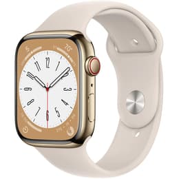 Apple Watch Series 8 (2022) GPS + Celular 41 mm - Aço inoxidável Dourado - Bracelete desportiva Luz das estrelas