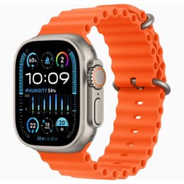 Apple Watch Ultra 2 (2023) GPS + Celular 49 mm - Titânio Titânio natural - Bracelete Ocean Laranja