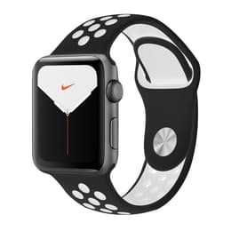 Apple Watch Series 5 (2019) GPS 44 mm - Alumínio Cinzento sideral - Bracelete desportiva Nike Preto/Branco