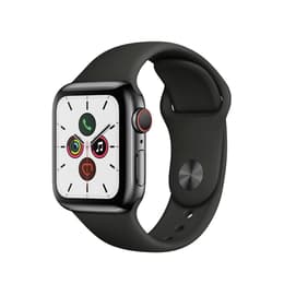 Apple Watch Series 5 (2019) GPS + Celular 40 mm - Aço inoxidável Preto sideral - Bracelete desportiva Preto